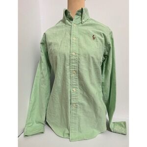 Ralph Lauren Women's Classic Fit Oxford Shirt Mint Green Cotton Sz 8 Long Sleeve